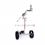 Chariot de golf télécommandé X7, finition acier/inox, roues noires - GolfSpeed
